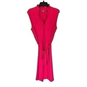 E7 Love Story bold Pink Sleeveless button front flare Y neckline XL NWOT